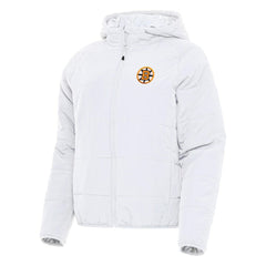 Boston Bruins Antigua Women's Raglan Universe Full-Zip Hooded Jacket - White - NHL