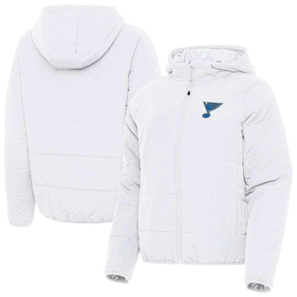 St. Louis Blues Antigua Women's Raglan Universe Full-Zip Hooded Jacket - White - NHL