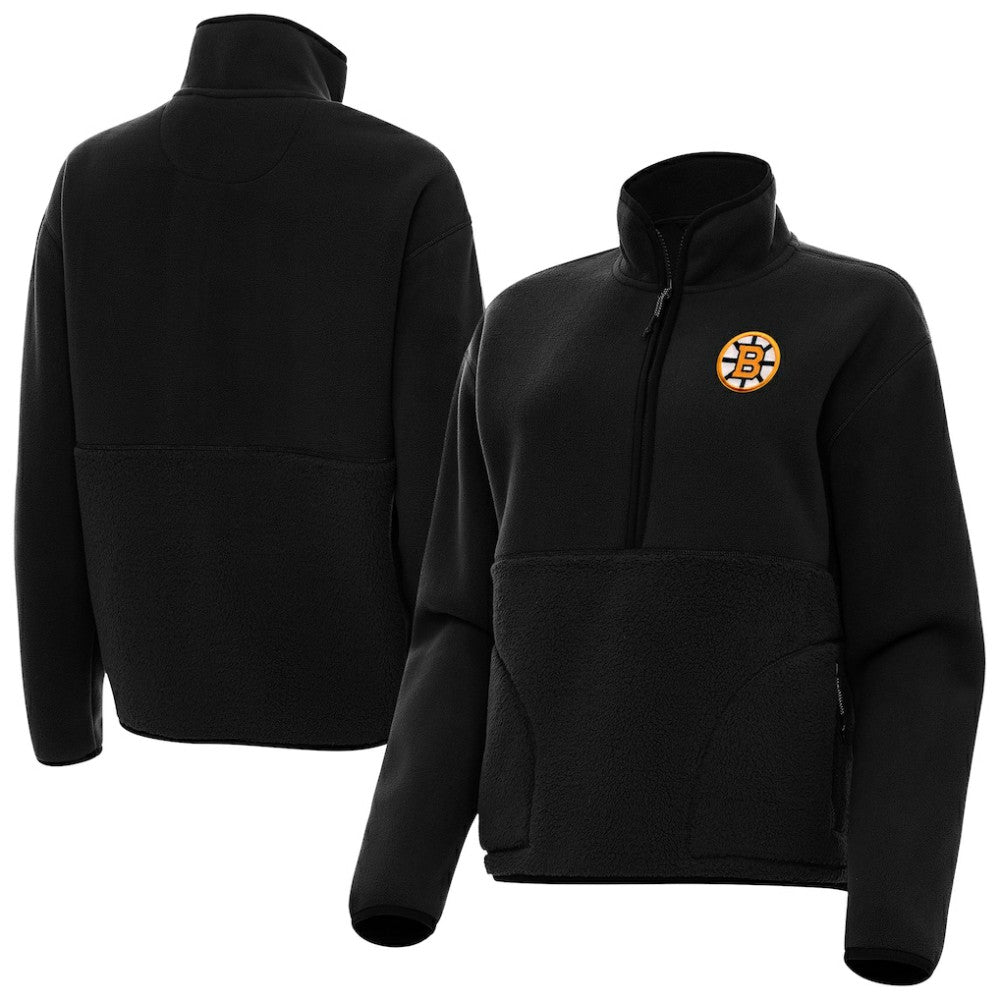 Boston Bruins Antigua Women's Figure Half-Zip Pullover - Black - NHL