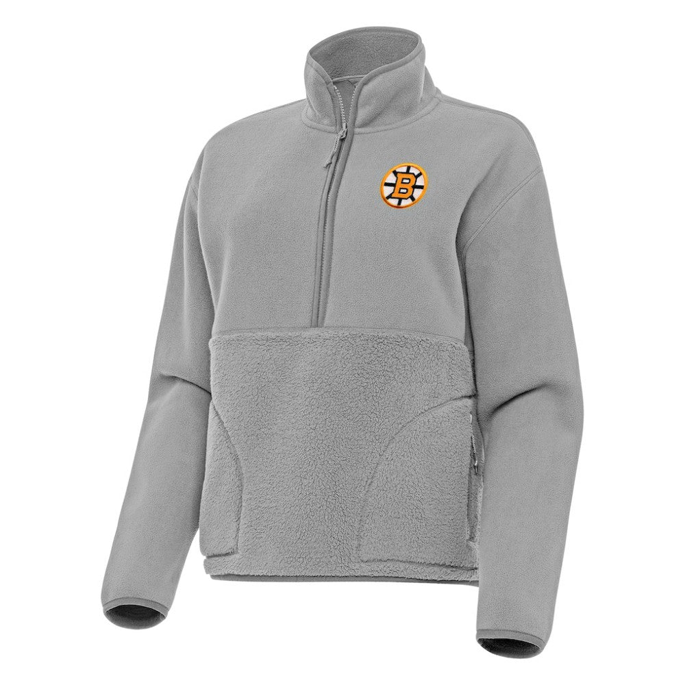 Boston Bruins Antigua Women's Figure Half-Zip Pullover - Gray - NHL