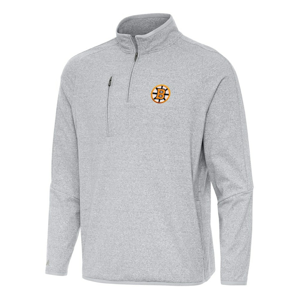 Boston Bruins Antigua Certain Tri-Blend Quarter-Zip Top - Heather Gray - NHL