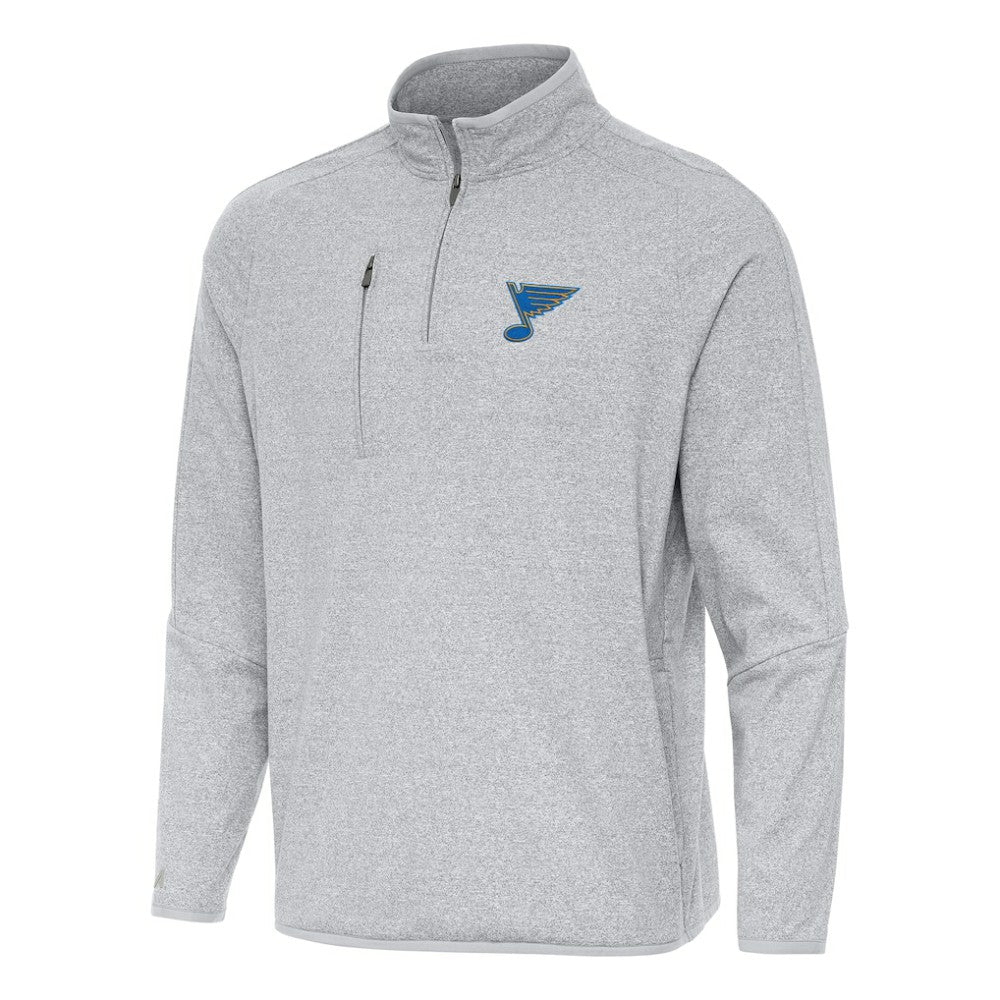 St. Louis Blues Antigua Certain Tri-Blend Quarter-Zip Top - Heather Gray - NHL