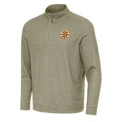 Boston Bruins Antigua Subtle Quarter-Zip Sweatshirt - Olive - NHL
