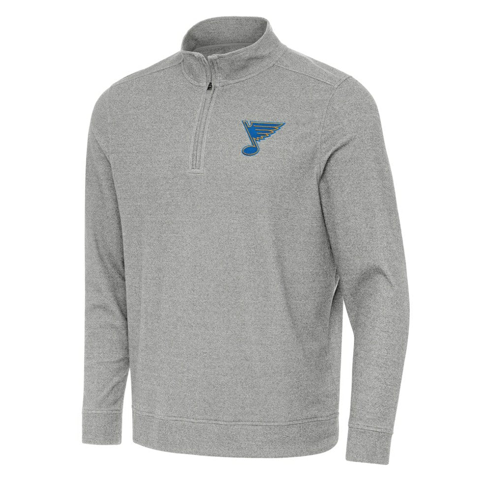 St. Louis Blues Antigua Subtle Quarter-Zip Sweatshirt - Heather Gray - NHL