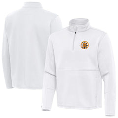 Boston Bruins Antigua Twist Quarter-Zip Pullover Jacket - White - NHL