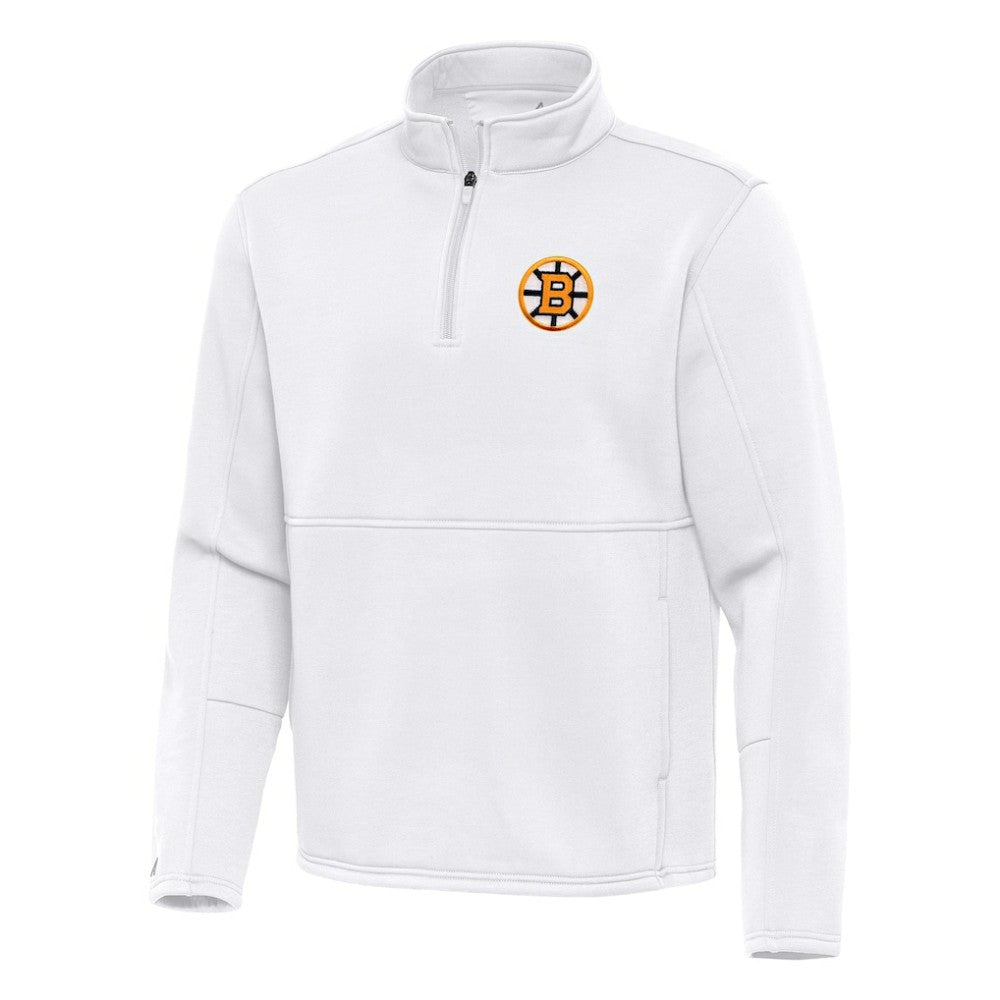 Boston Bruins Antigua Twist Quarter-Zip Pullover Jacket - White - NHL