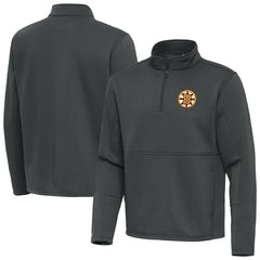 Boston Bruins Antigua Twist Quarter-Zip Pullover Jacket - Pewter - NHL