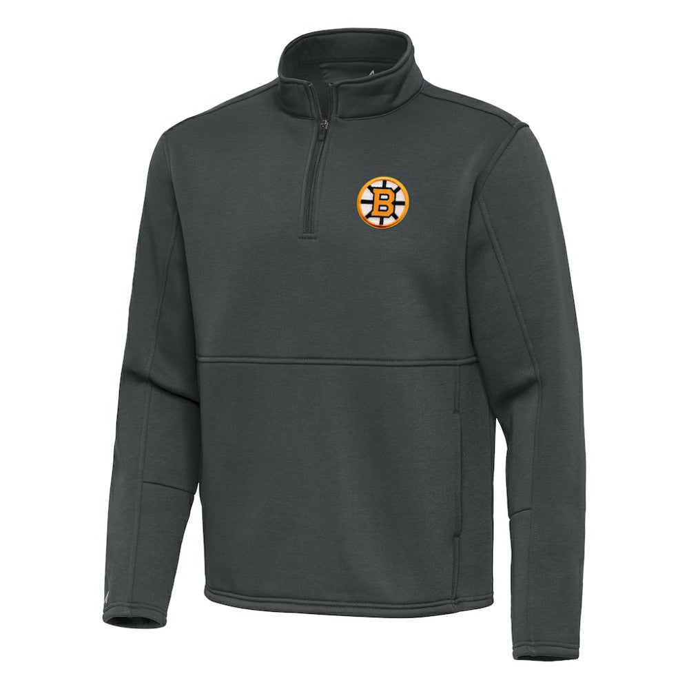 Boston Bruins Antigua Twist Quarter-Zip Pullover Jacket - Pewter - NHL