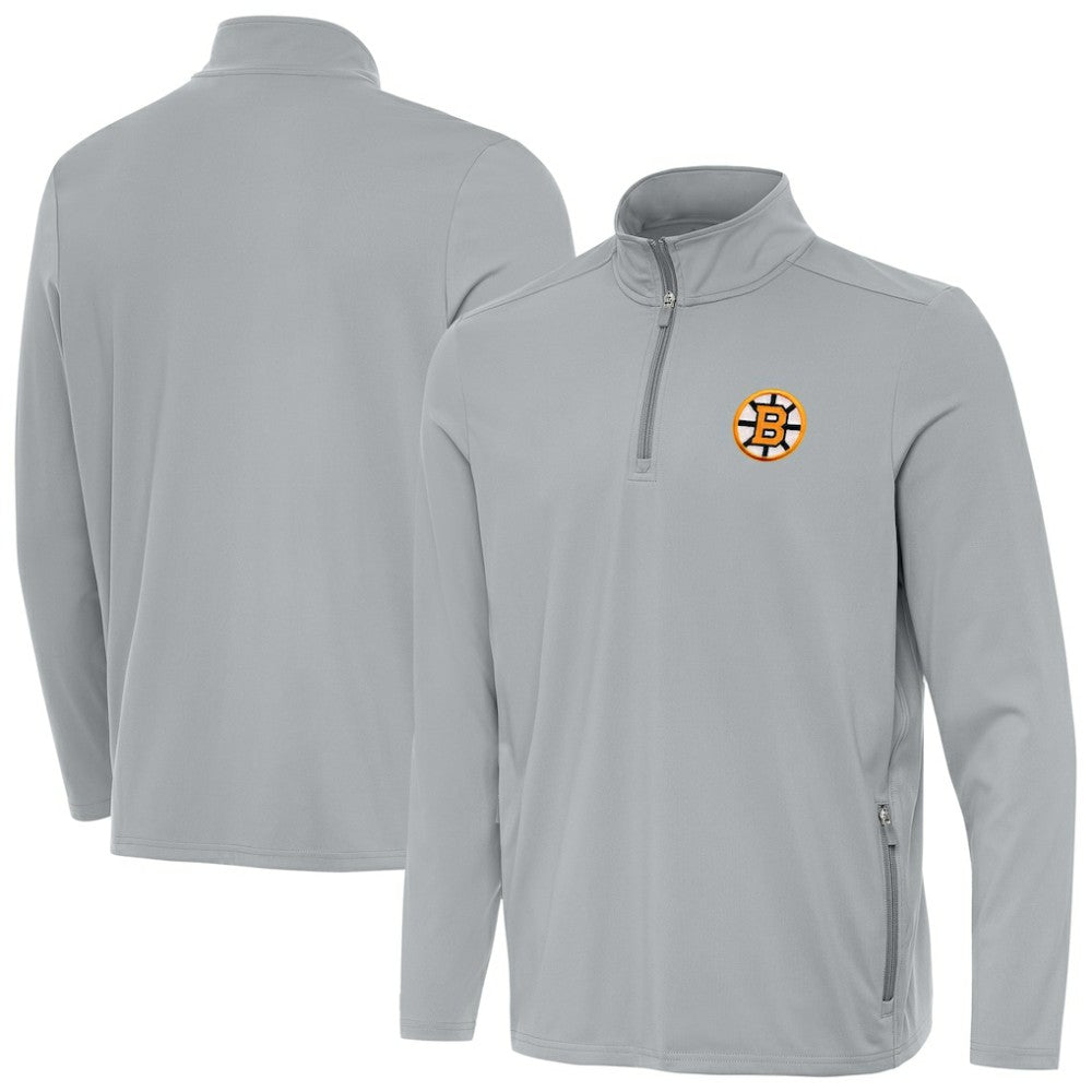 Boston Bruins Antigua Perilous Quarter-Zip Sweatshirt - Gray - NHL
