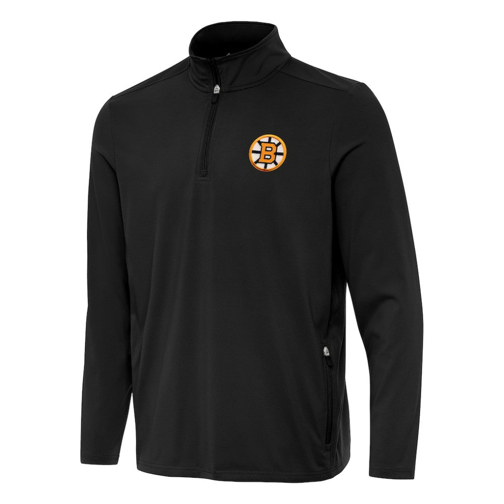 Boston Bruins Antigua Perilous Quarter-Zip Sweatshirt - Black - NHL