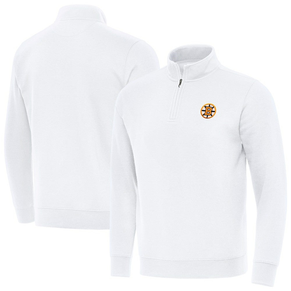 Boston Bruins Antigua Victory Quarter-Zip Pullover Top - White - NHL