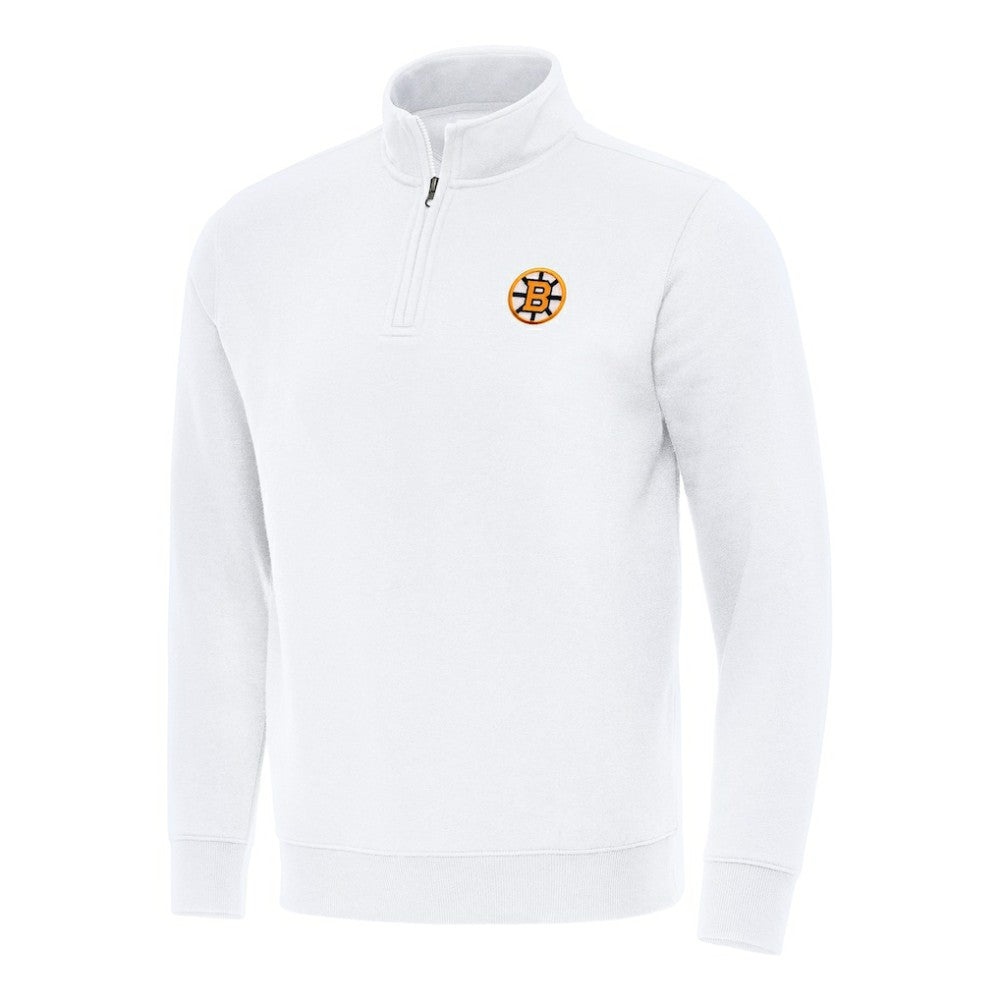 Boston Bruins Antigua Victory Quarter-Zip Pullover Top - White - NHL