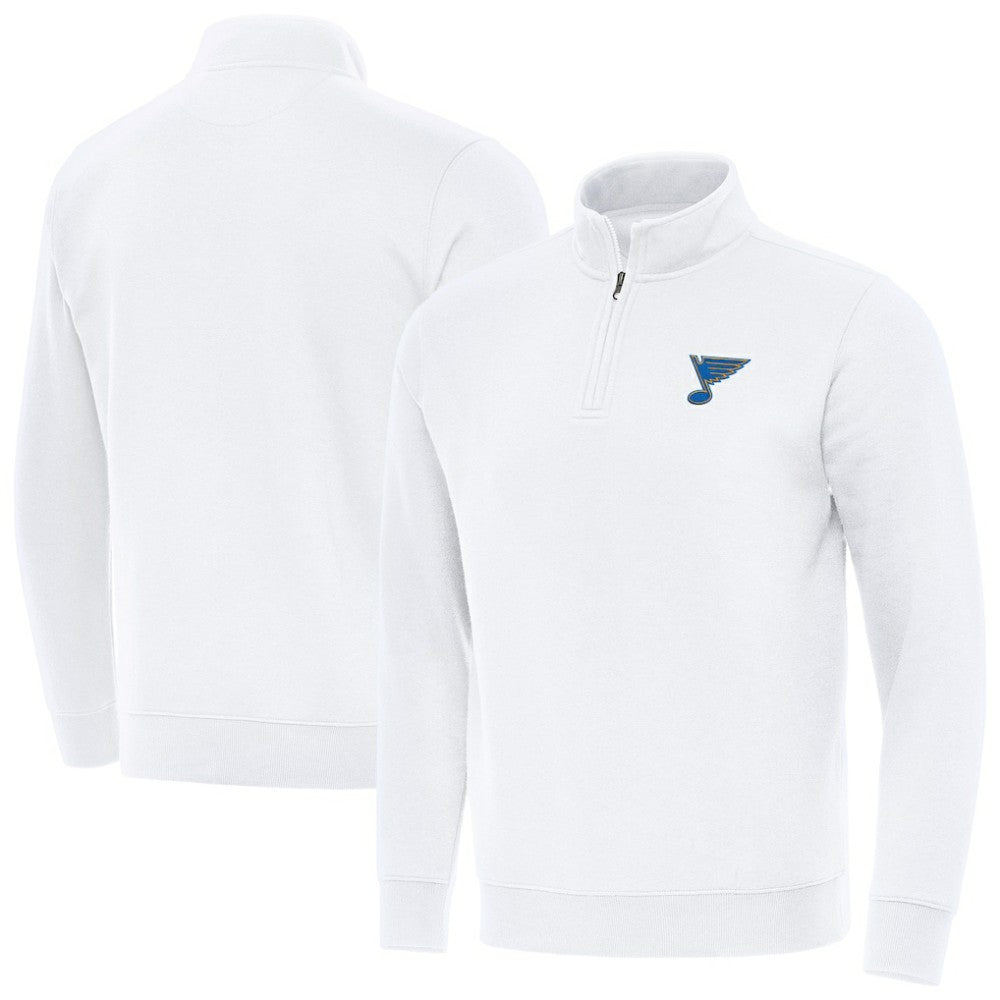 St. Louis Blues Antigua Victory Quarter-Zip Pullover Top - White - NHL