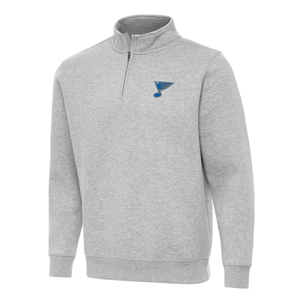St. Louis Blues Antigua Victory Quarter-Zip Pullover Top - Heather Gray - NHL