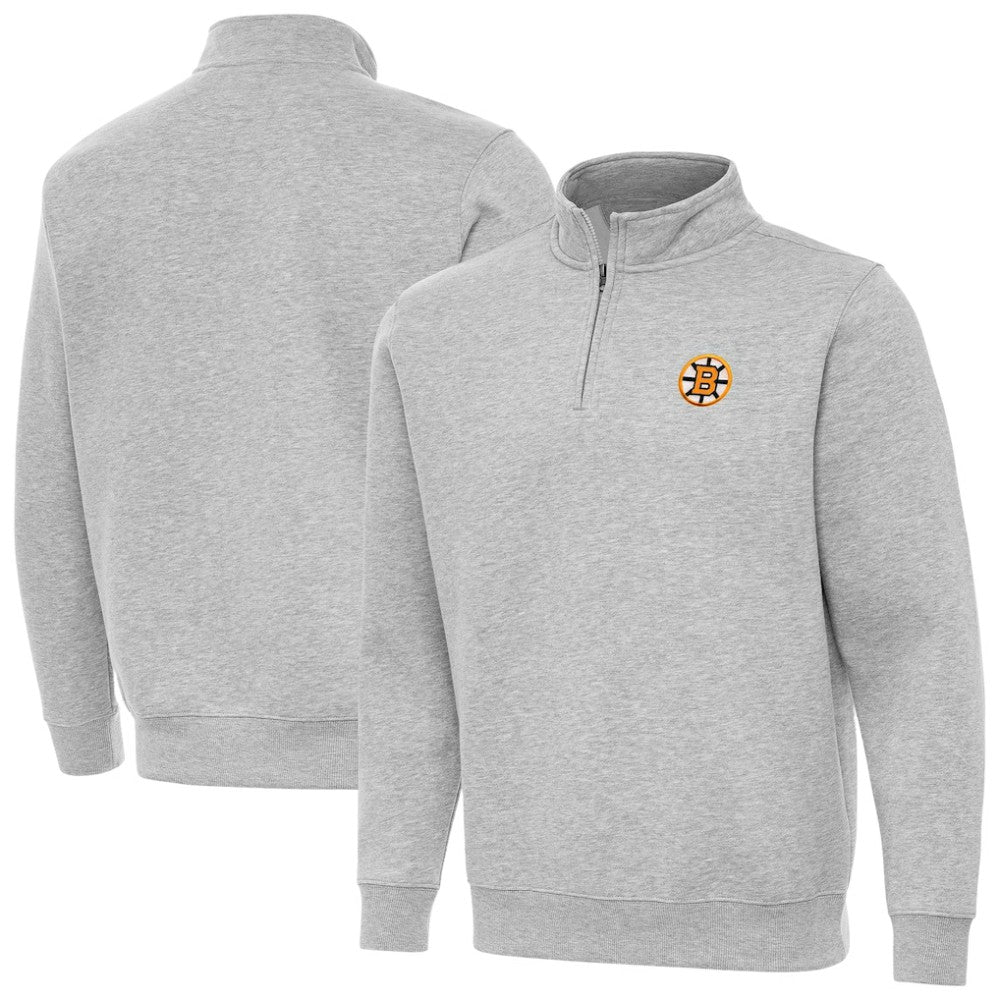 Boston Bruins Antigua Victory Quarter-Zip Pullover Top - Heather Gray - NHL