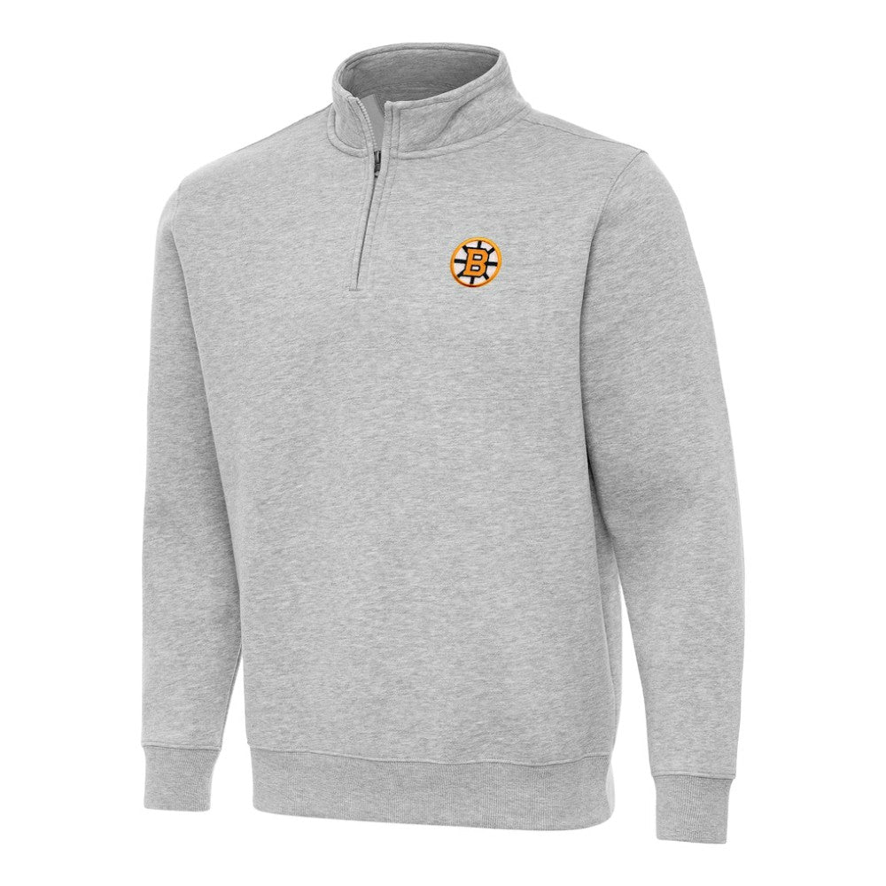 Boston Bruins Antigua Victory Quarter-Zip Pullover Top - Heather Gray - NHL