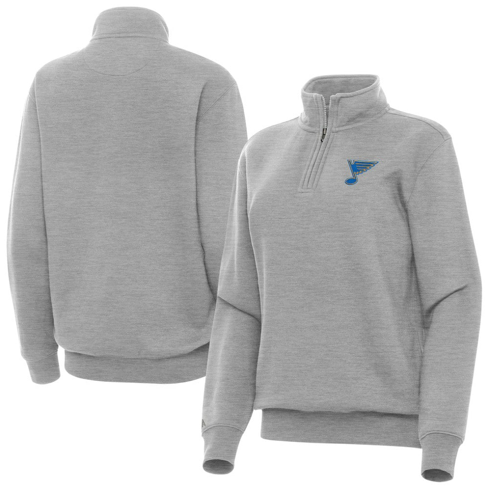 St. Louis Blues Antigua Women's Victory Quarter-Zip Pullover Top - Heather Gray - NHL