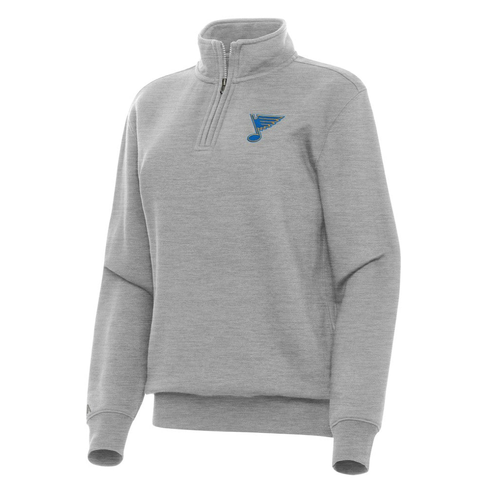 St. Louis Blues Antigua Women's Victory Quarter-Zip Pullover Top - Heather Gray - NHL