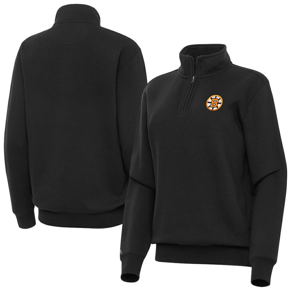 Boston Bruins Antigua Women's Victory Quarter-Zip Pullover Top - Black - NHL