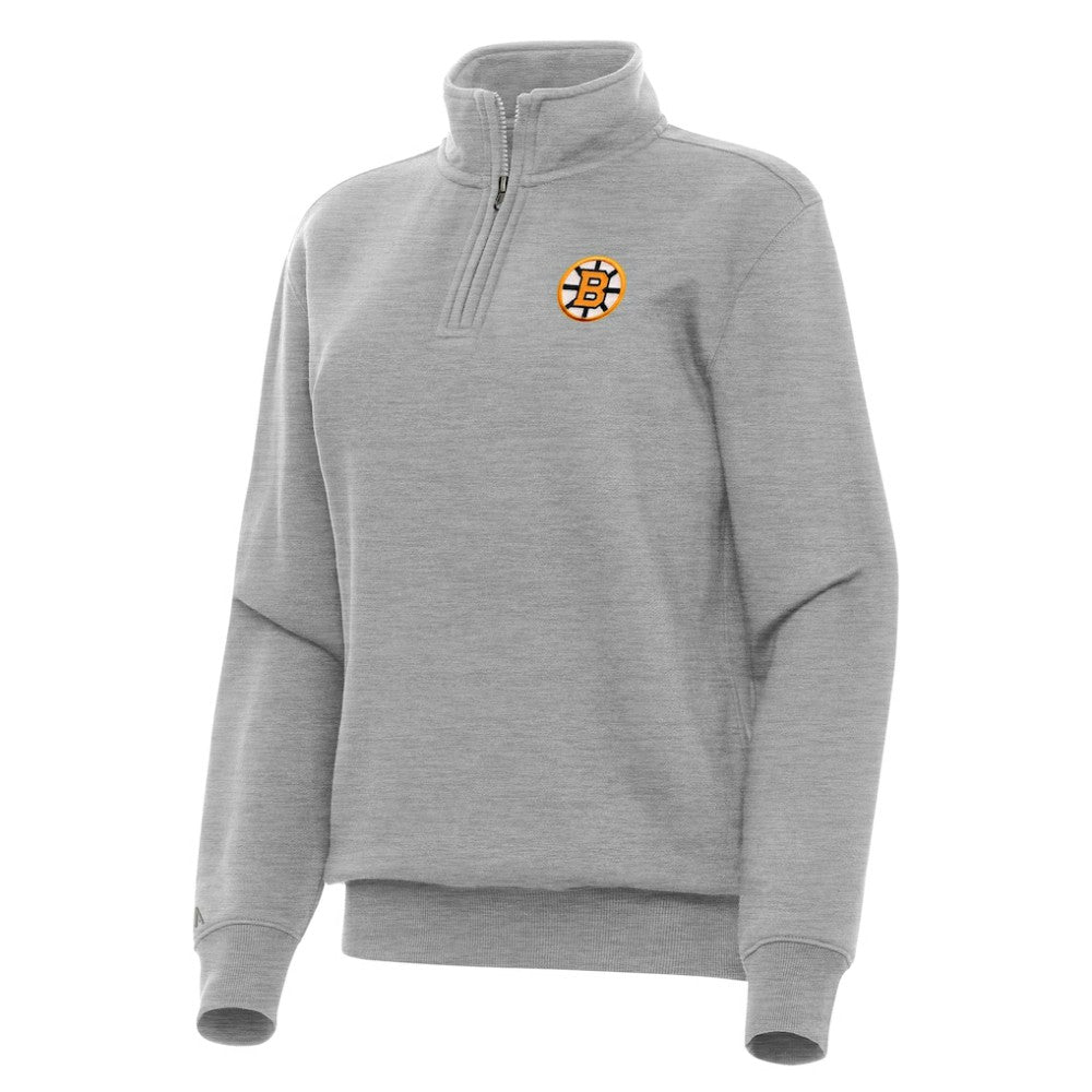 Boston Bruins Antigua Women's Victory Quarter-Zip Pullover Top - Heather Gray - NHL