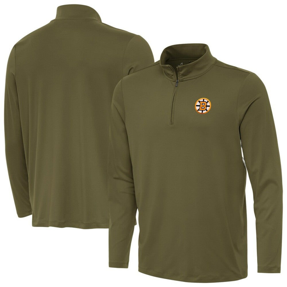 Boston Bruins Antigua Reprocess Quarter-Zip Pullover - Olive - NHL