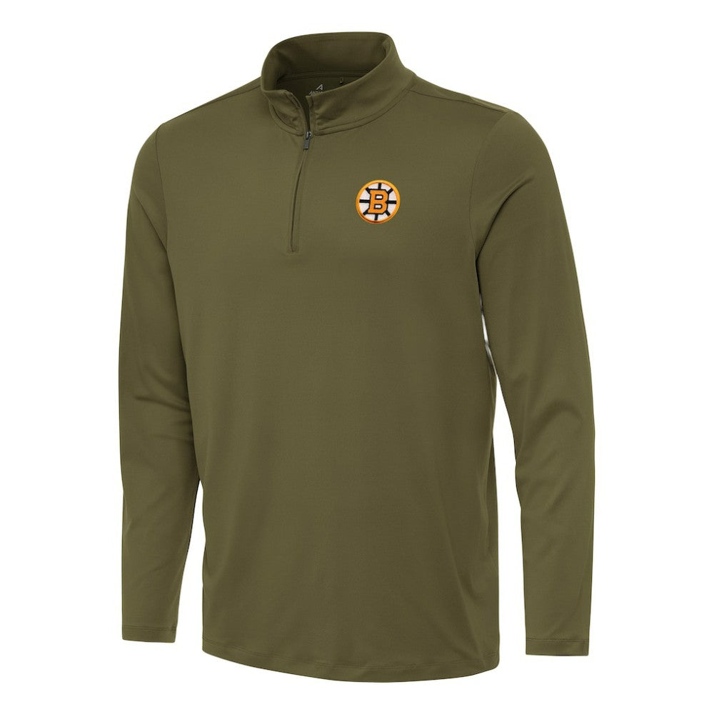 Boston Bruins Antigua Reprocess Quarter-Zip Pullover - Olive - NHL