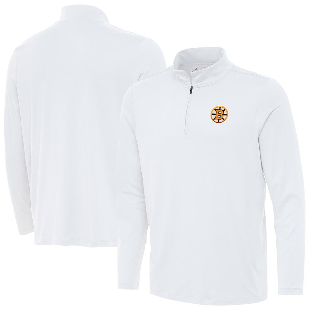 Boston Bruins Antigua Reprocess Quarter-Zip Pullover - White - NHL