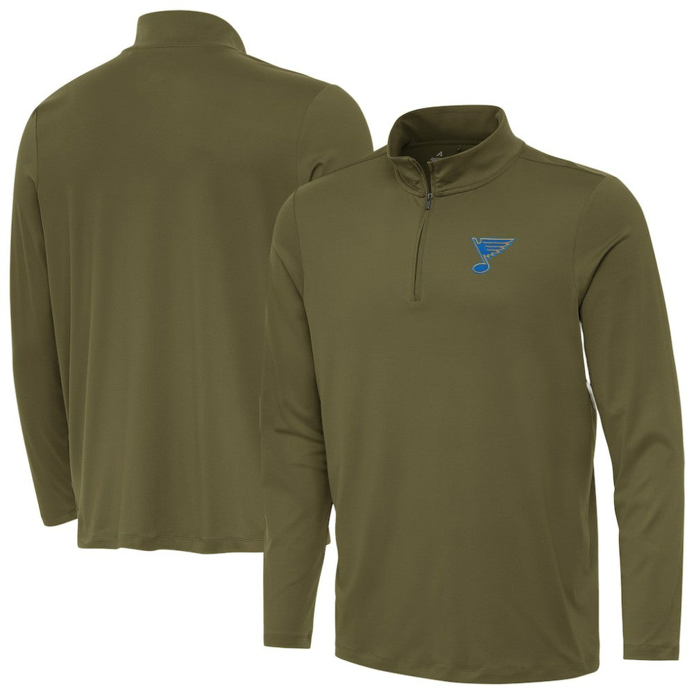 St. Louis Blues Antigua Reprocess Quarter-Zip Pullover - Olive - NHL