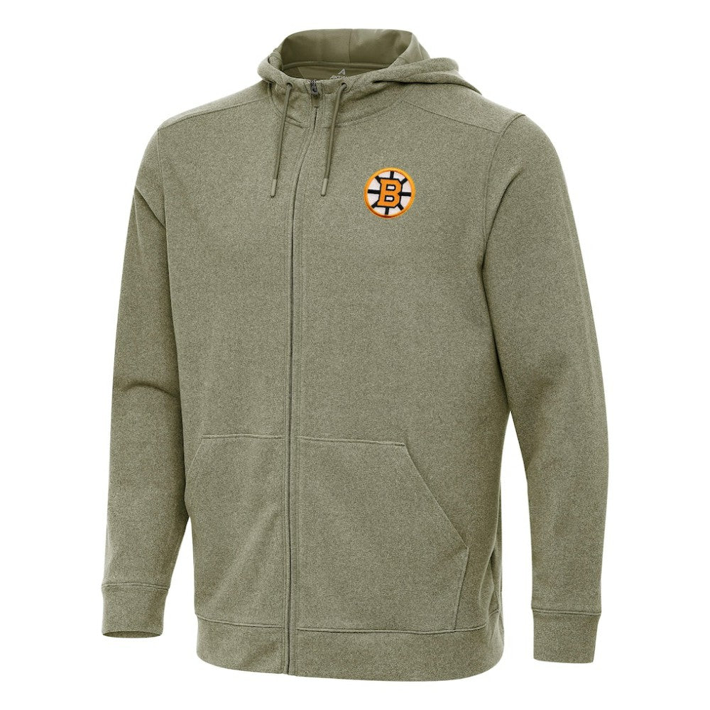 Boston Bruins Antigua Effortless Full-Zip Hoodie - Olive - NHL