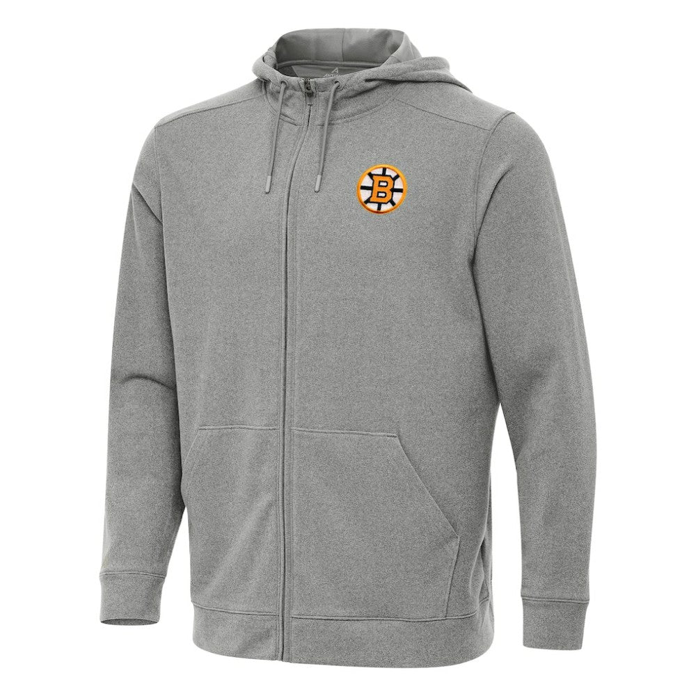 Boston Bruins Antigua Effortless Full-Zip Hoodie - Heather Black - NHL
