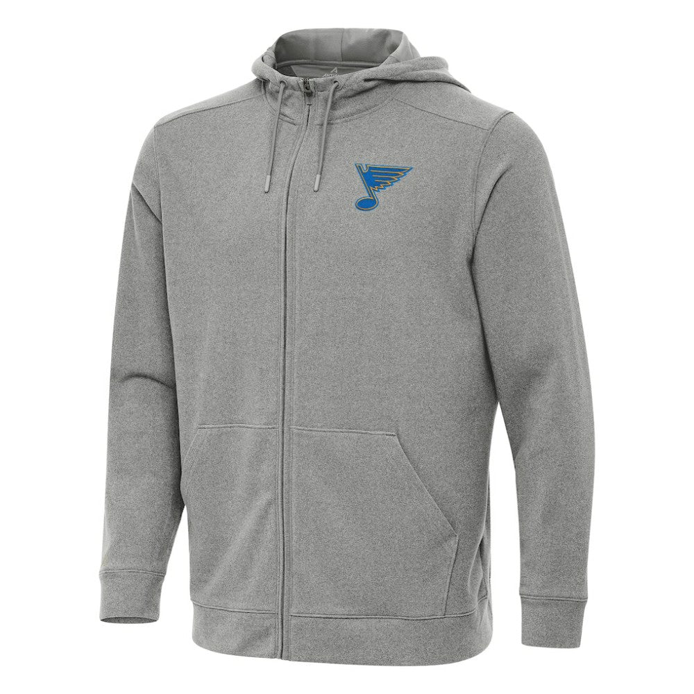 St. Louis Blues Antigua Effortless Full-Zip Hoodie - Heather Black - NHL