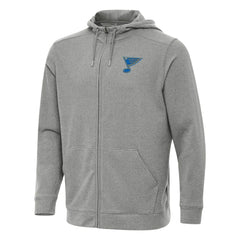 St. Louis Blues Antigua Effortless Full-Zip Hoodie - Heather Black - NHL