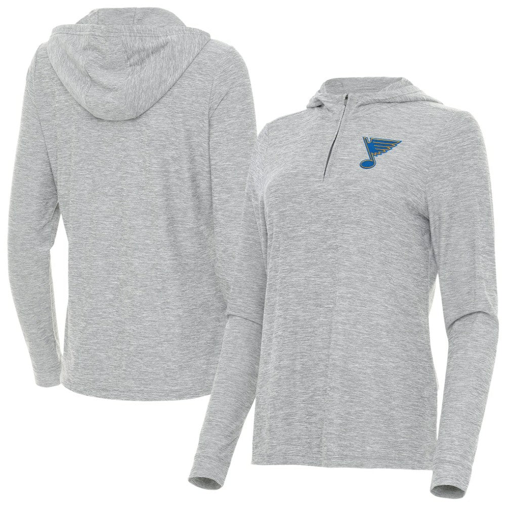 St. Louis Blues Antigua Women's Daybreak Quarter-Zip Hoodie - Heather Gray - NHL