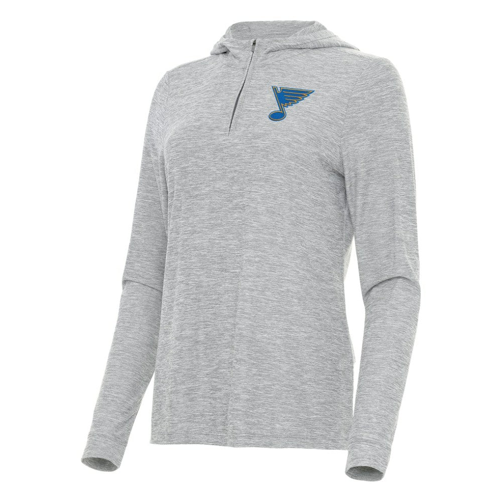 St. Louis Blues Antigua Women's Daybreak Quarter-Zip Hoodie - Heather Gray - NHL