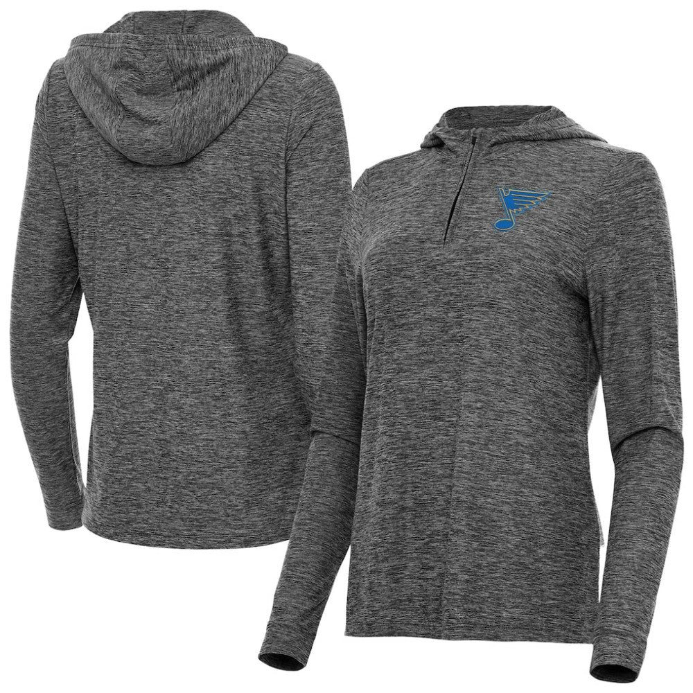 St. Louis Blues Antigua Women's Daybreak Quarter-Zip Hoodie - Heather Black - NHL