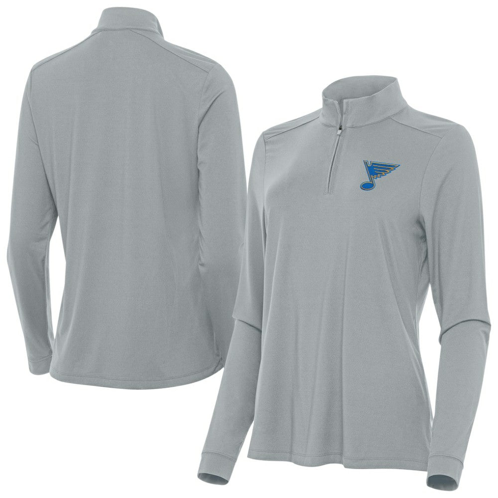 St. Louis Blues Antigua Women's Intent Quarter-Zip Pullover - Gray - NHL