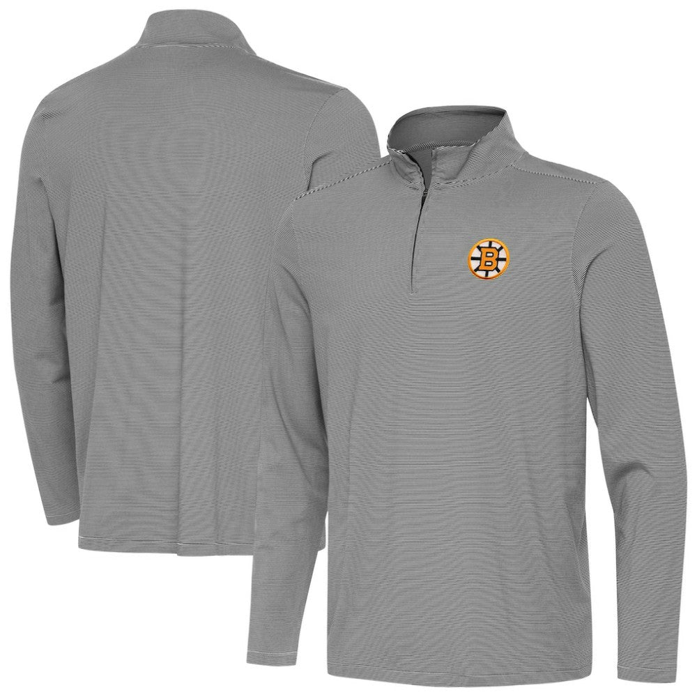 Boston Bruins Antigua Twine Quarter-Zip Pullover - Black - NHL