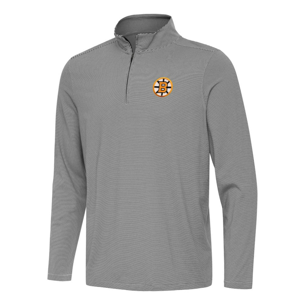 Boston Bruins Antigua Twine Quarter-Zip Pullover - Black - NHL