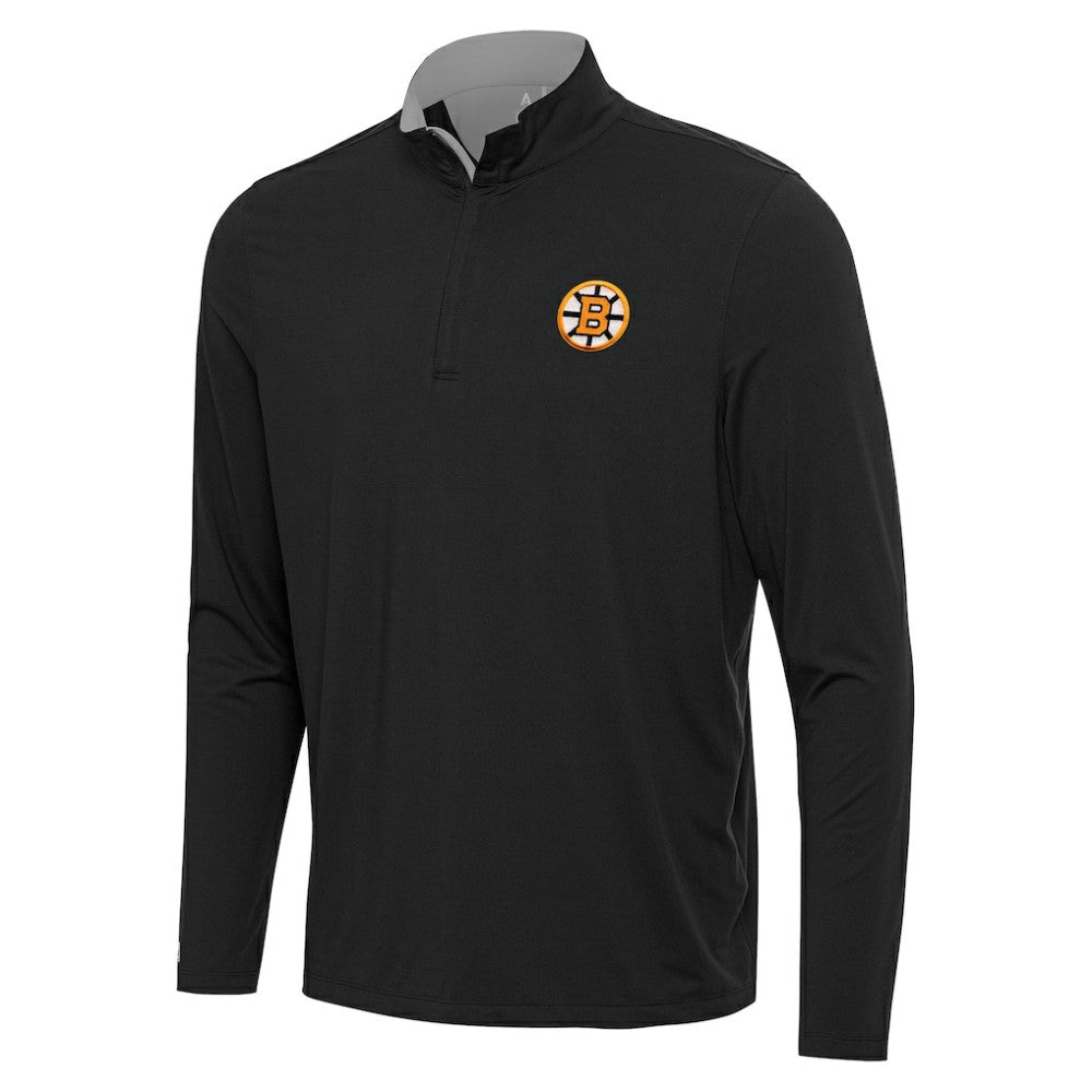 Boston Bruins Antigua Content Quarter-Zip Jacket - Heather Gray - NHL