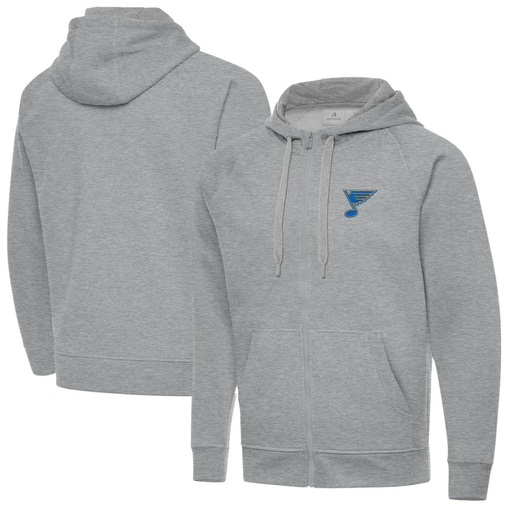 St. Louis Blues Antigua Victory Full-Zip Hoodie - Heather Gray - NHL