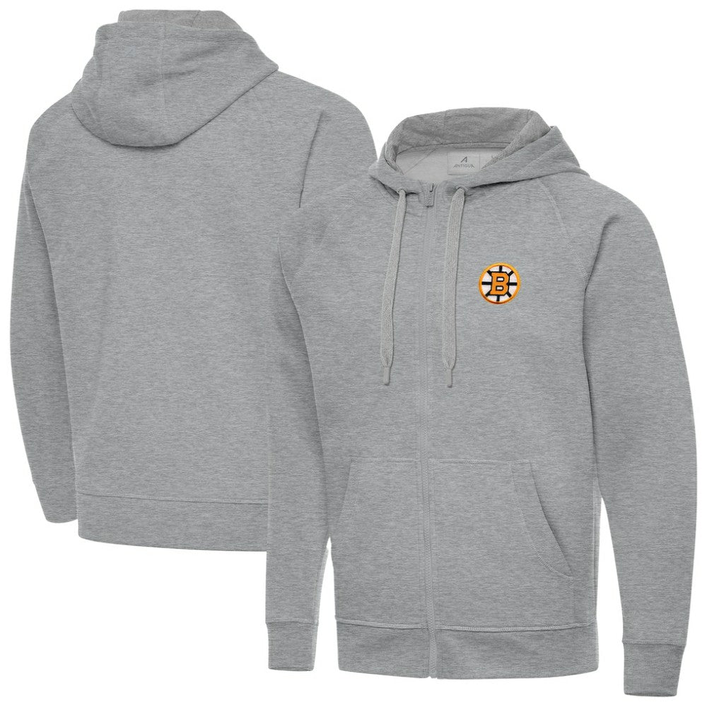 Boston Bruins Antigua Victory Full-Zip Hoodie - Heather Gray - NHL