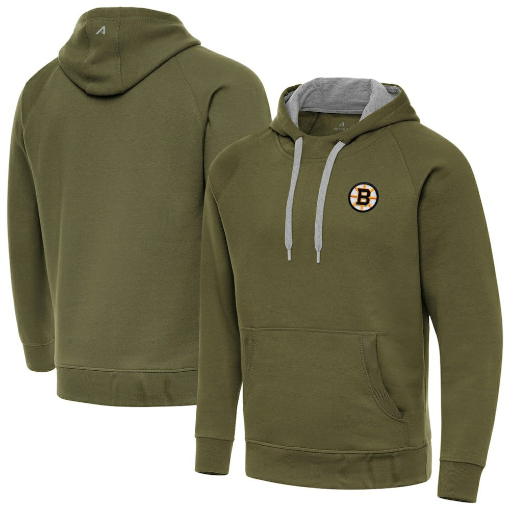 Boston Bruins Antigua Victory Pullover Hoodie - Olive - NHL