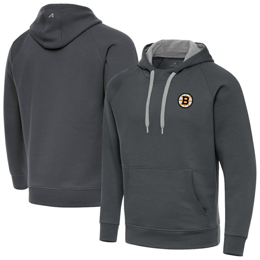 Boston Bruins Antigua Victory Pullover Hoodie - Charcoal - NHL