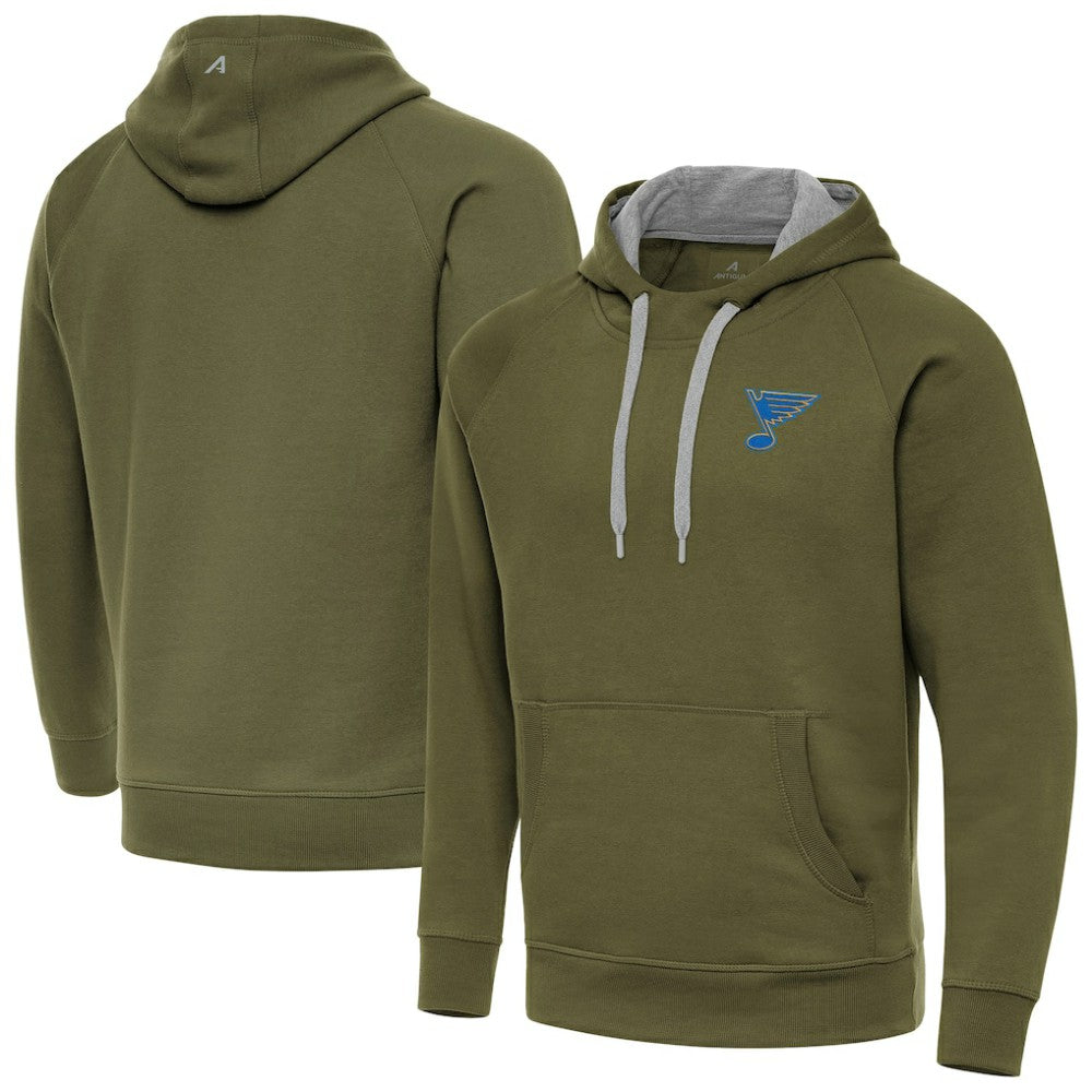 St. Louis Blues Antigua Victory Pullover Hoodie - Olive - NHL