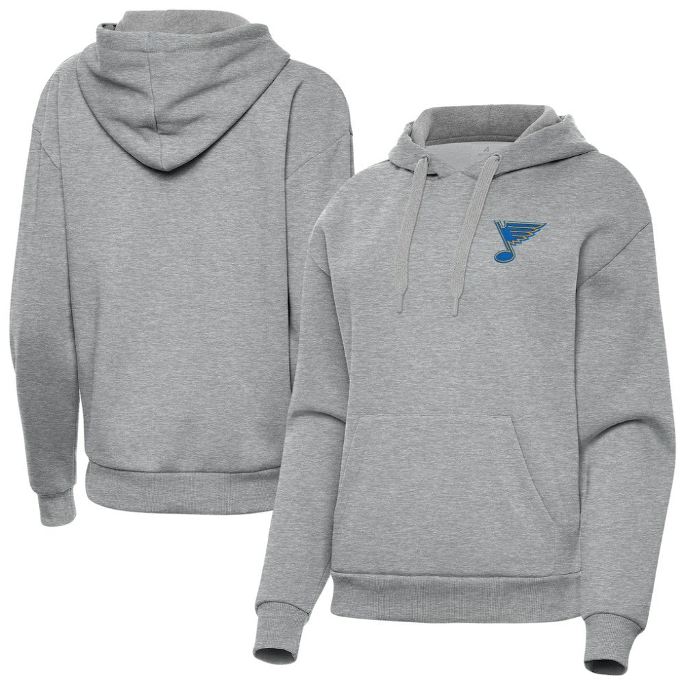St. Louis Blues Antigua Women's Victory Pullover Hoodie - Heather Gray - NHL