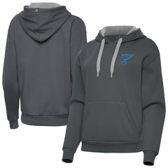 St. Louis Blues Antigua Women's Victory Pullover Hoodie - Charcoal - NHL