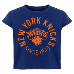 New York Knicks Sportiqe Women's Cropped Genuine Issue Collection Alana T-Shirt Navy - NBA