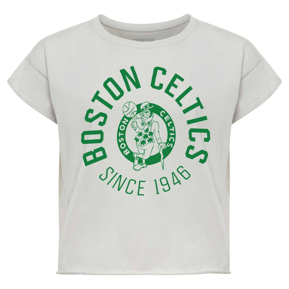 Boston Celtics Sportiqe Women's Cropped Genuine Issue Collection Alana T-Shirt Gray - NBA
