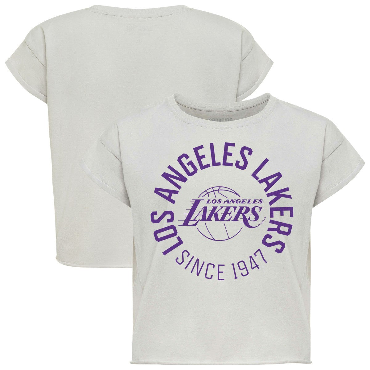 Los Angeles Lakers Sportiqe Women's Cropped Genuine Issue Collection Alana T-Shirt Gray - NBA