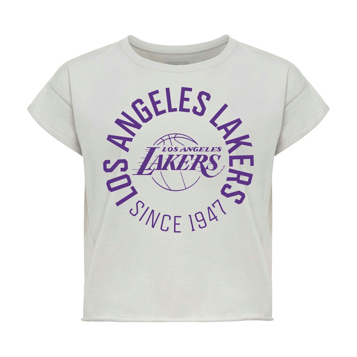 Los Angeles Lakers Sportiqe Women's Cropped Genuine Issue Collection Alana T-Shirt Gray - NBA